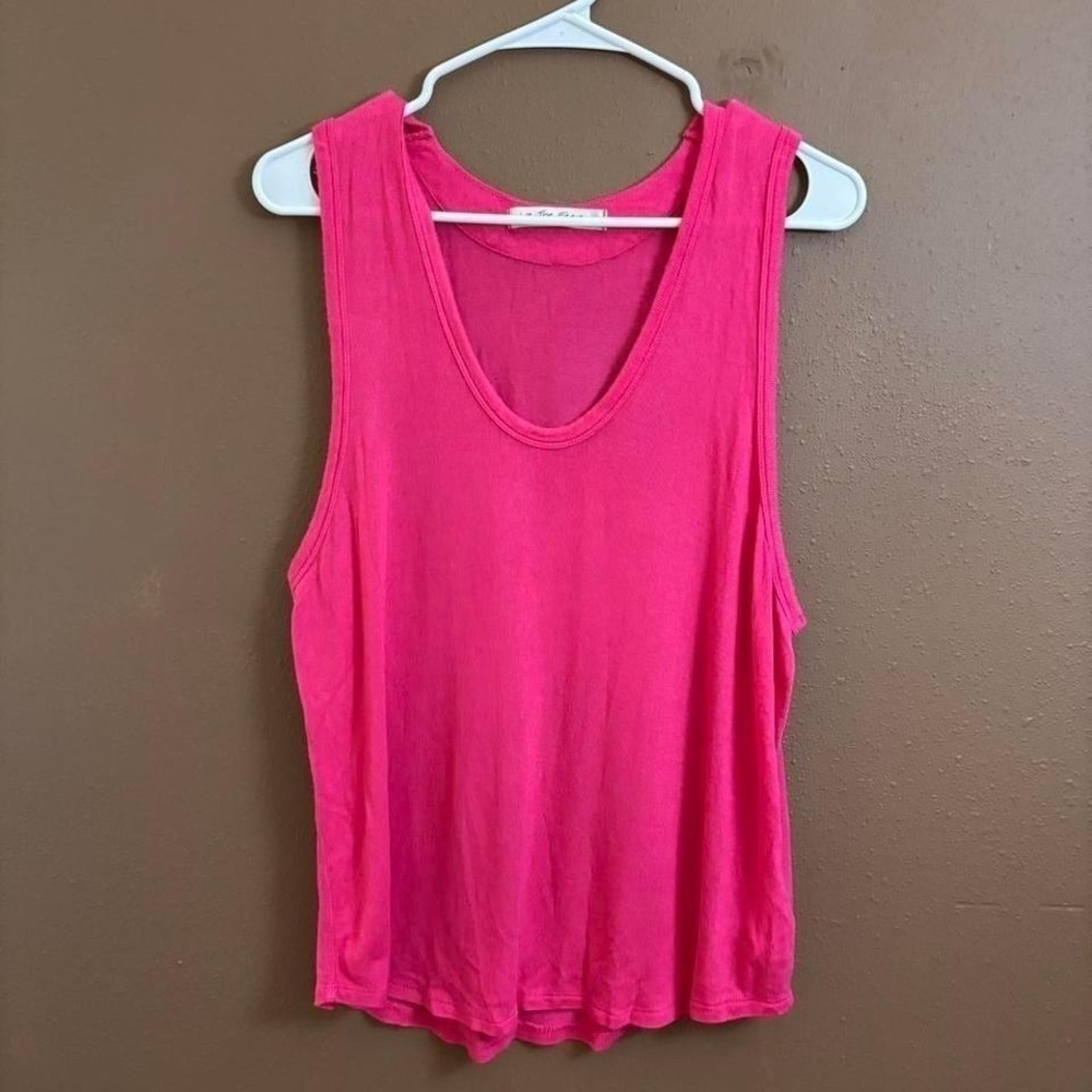 Free People We The Free Hot Pink Scoop Neck Tank Top Large  Boho Fuchsia